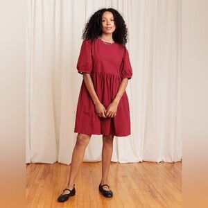 Tradlands NICO 2.0 BALLOON SLEEVE DRESS GARNET Size L